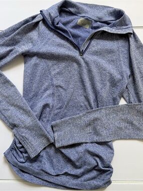 Athleta Quarter-Zip Pullover Athletic Top Small Heathered Blue